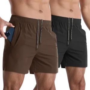 2 Pack Mens Athletic Shorts 5 Inch Quick Dry Gym Workout Shorts Men Lightweight Sports Running Shorts with Pockets