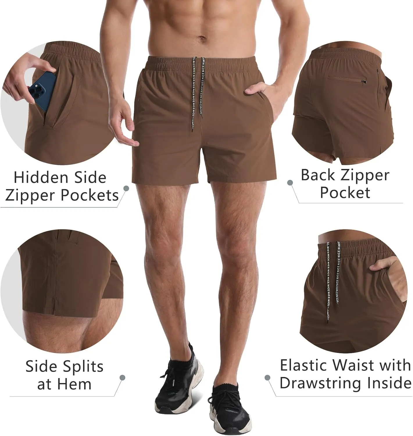 2 Pack Mens Athletic Shorts 5 Inch Quick Dry Gym Workout Shorts Men Lightweight Sports Running Shorts with Pockets