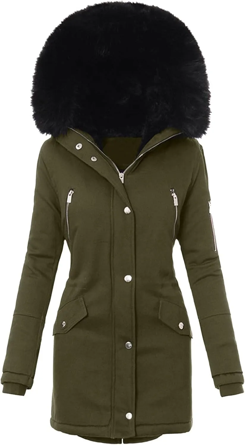 2024 Women Plus Size Winter Coat Lapel Collar Long Sleeve Jacket Vintage Thicken Coat Jacket Warm Hoodie Jackets