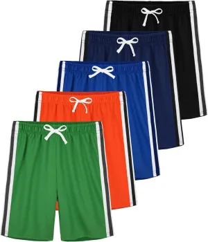 5 Pack Boys Shorts Boys Athletic Basketball Mesh Kids Soccer Gym Shorts Clothes Quick Dry Active Sports Shorts