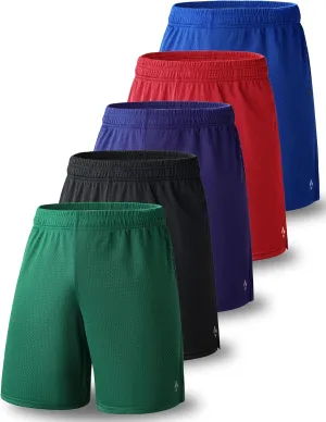 5 Pack: Mens Athletic Shorts, 9" Mesh Basketball Shorts Men Active Gym Shorts with Pockets