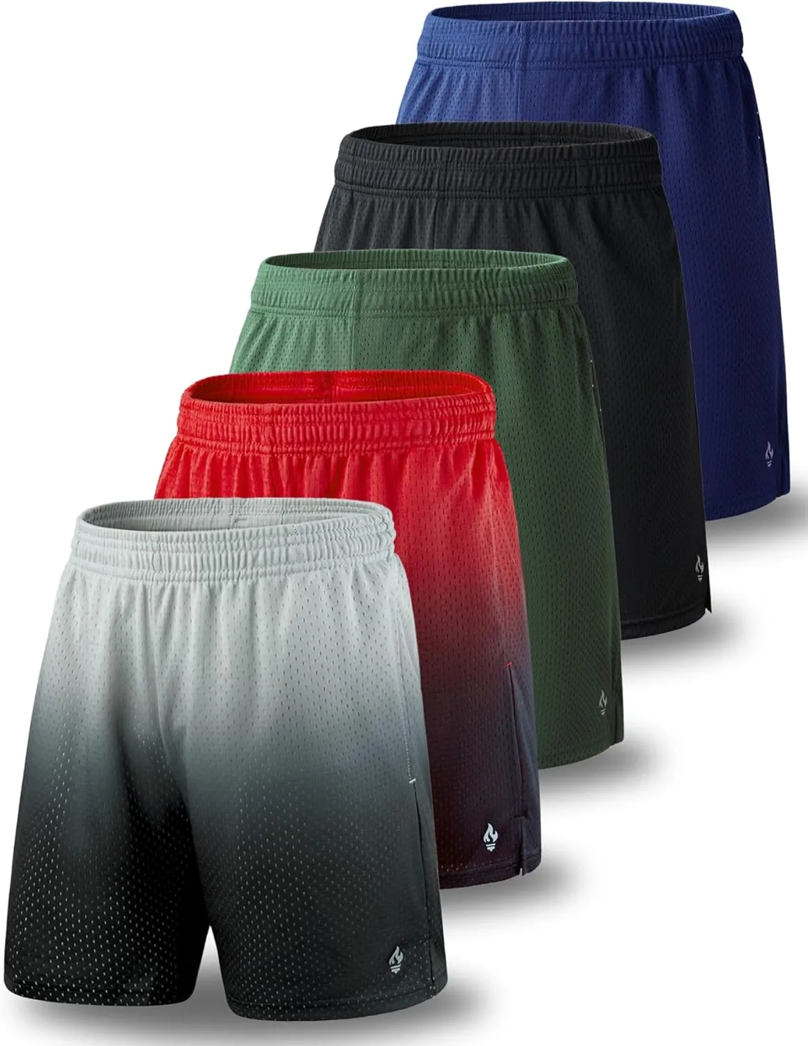 5 Pack: Mens Athletic Shorts, 9" Mesh Basketball Shorts Men Active Gym Shorts with Pockets