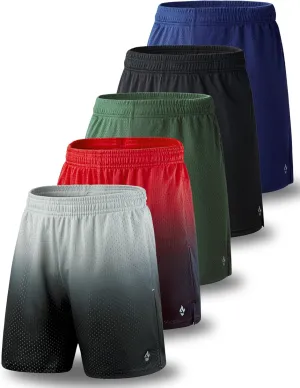 5 Pack: Mens Athletic Shorts, 9" Mesh Basketball Shorts Men Active Gym Shorts with Pockets