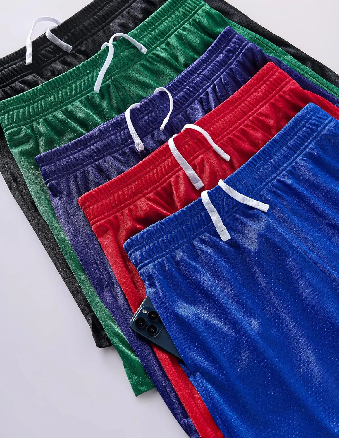 5 Pack: Mens Athletic Shorts, 9" Mesh Basketball Shorts Men Active Gym Shorts with Pockets