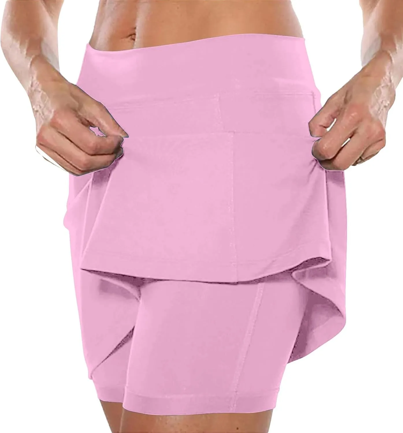 aihihe Golf Skirts for Women Tummy Control Long Womens Biker Shorts with Pockets Running Shorts Men 5 inch