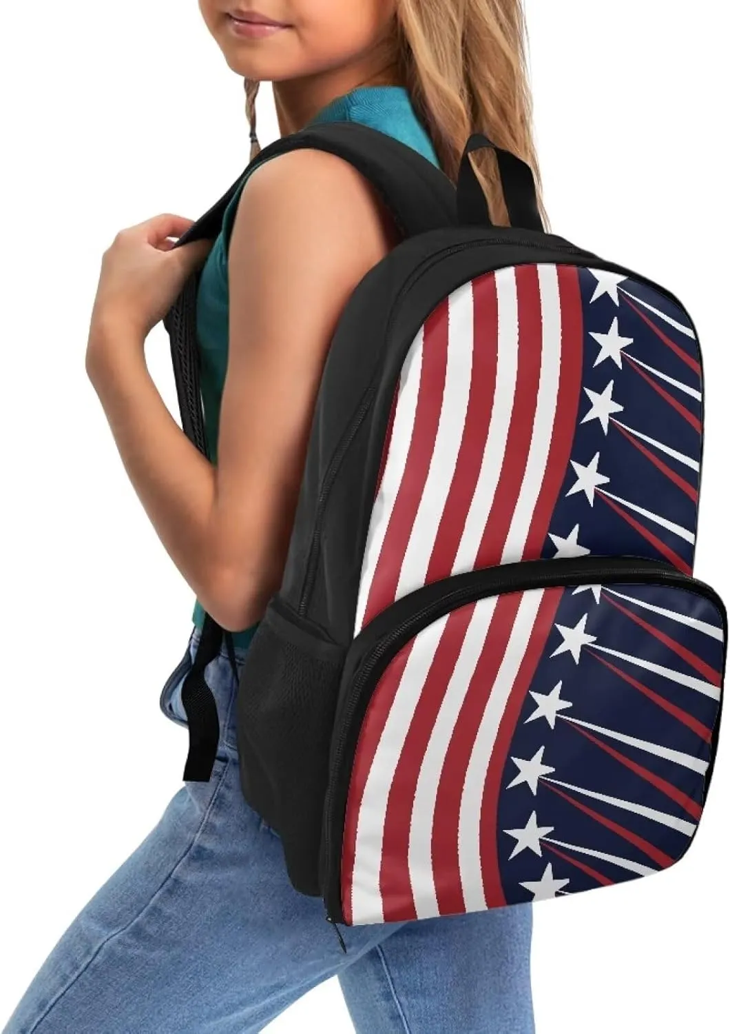 All-in-one Backpack Meal Bag for Women Men Large Capacity Laptop Work Backpack with Insulated Warm Cooler Compartment for School Picnic Hiking and Camping, Classic American Flag Stripes