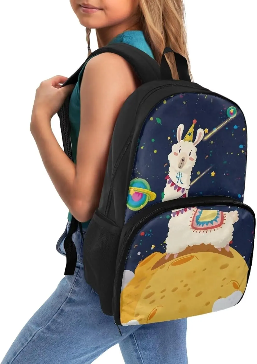 Alpaca and Planet All-in-one Backpack Meal Bag for Women Men Large Capacity Laptop Work Backpack with Insulated Warm Cooler Compartment for School Picnic Hiking and Camping
