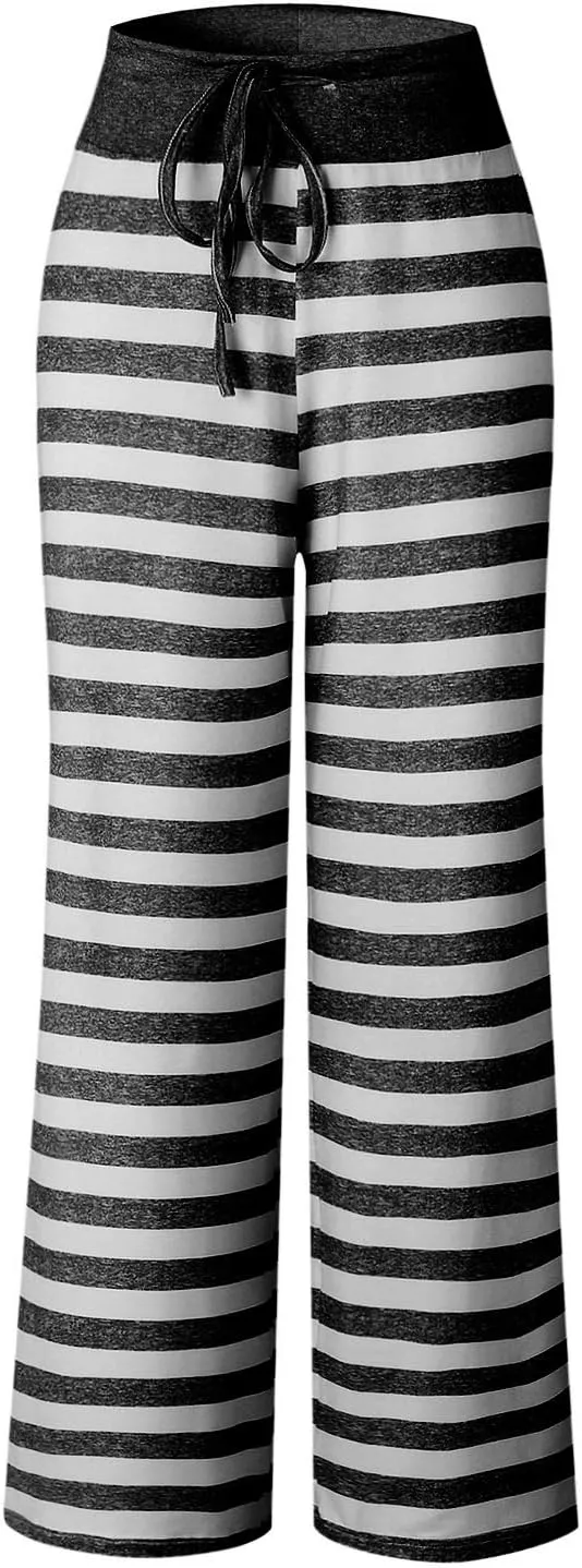 AMiERY Women's Comfy Casual Pajamas Pant Floral Printed High Waist Wide Legs Lounge Pants Trousers