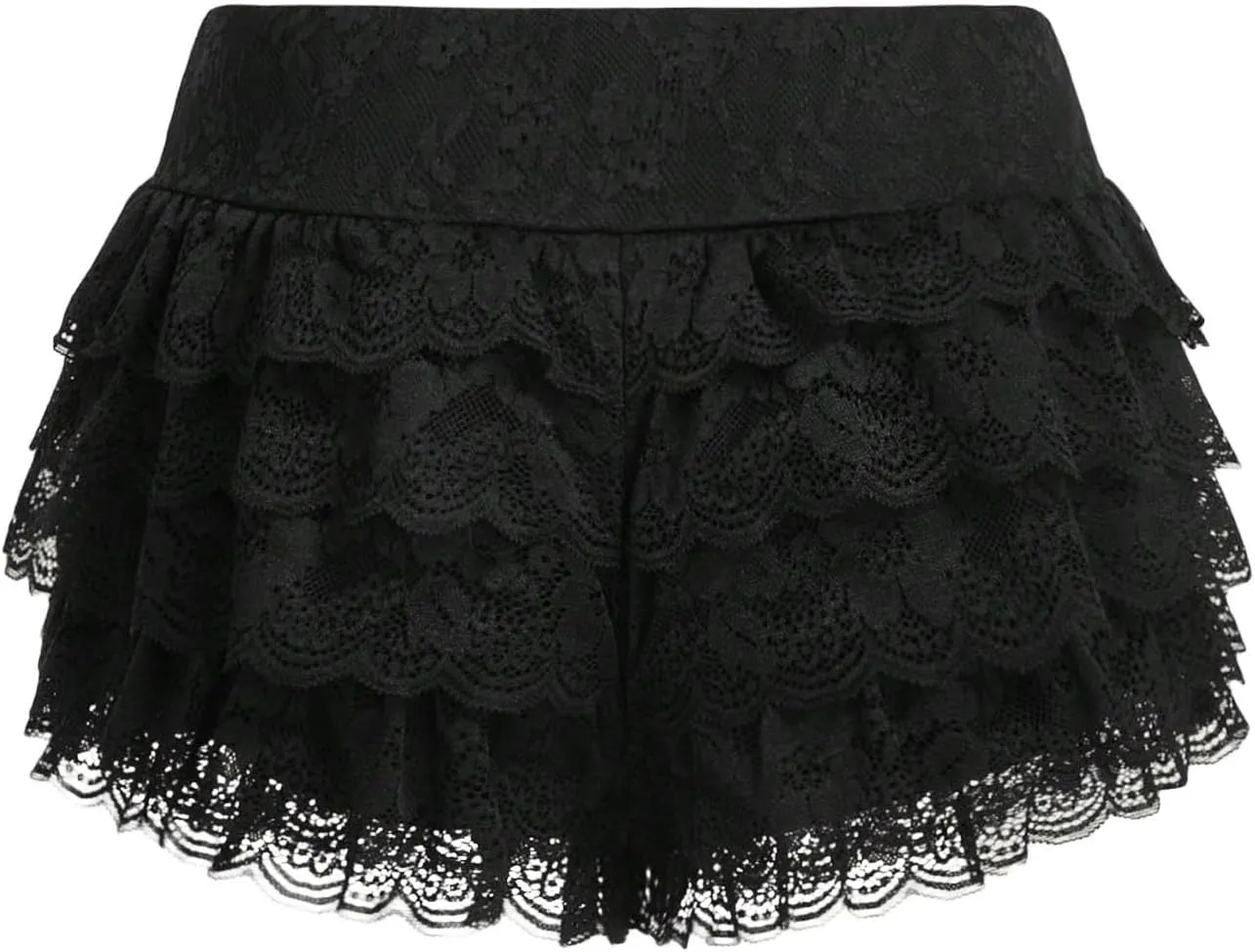 Aonoapll Women Lolita Ruffle Shorts Kawaii Lace Layered Mini Shorts Y2k Sheer Bloomers Shorts Cute Pumpkin Pettipants