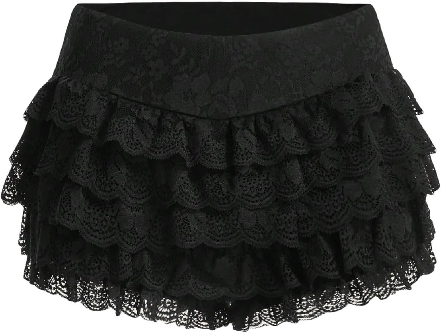 Aonoapll Women Lolita Ruffle Shorts Kawaii Lace Layered Mini Shorts Y2k Sheer Bloomers Shorts Cute Pumpkin Pettipants