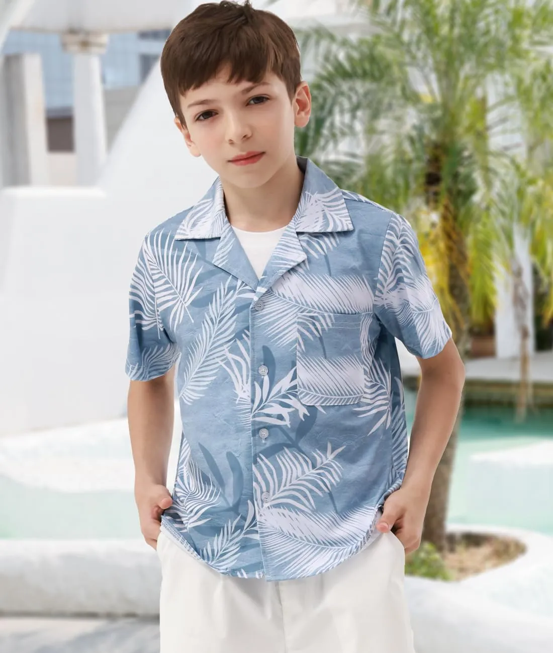 APTRO Boy's Hawaiian Shirt Tropical Beach Casual Summer Shirt with Pocket Short Sleeve 4-15 Years