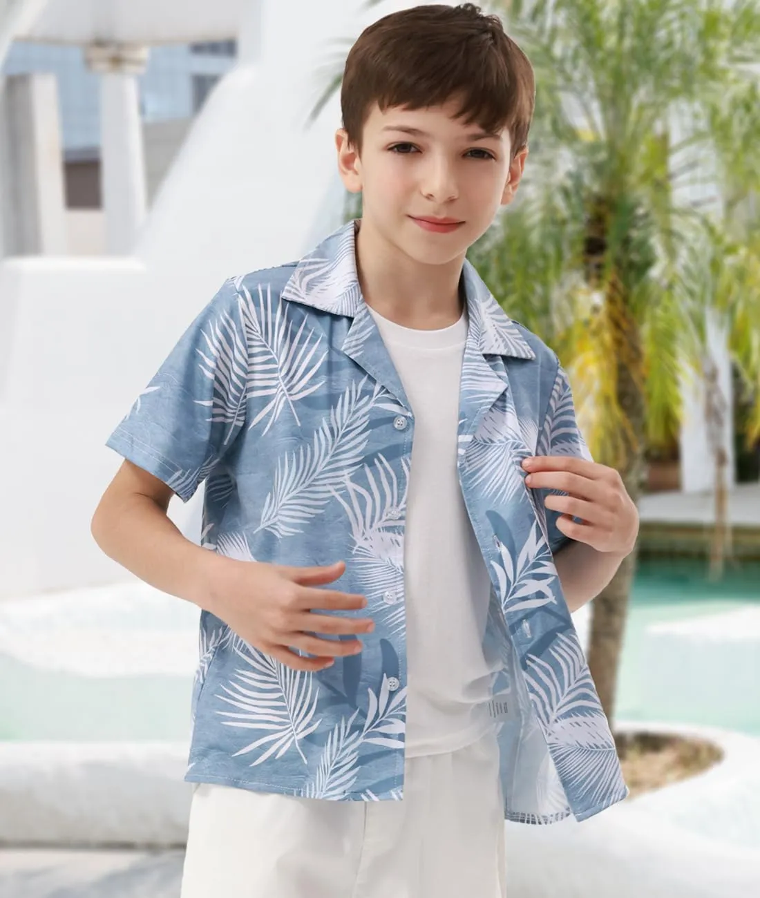 APTRO Boy's Hawaiian Shirt Tropical Beach Casual Summer Shirt with Pocket Short Sleeve 4-15 Years
