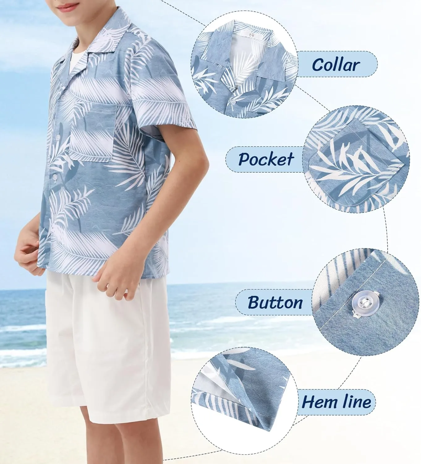 APTRO Boy's Hawaiian Shirt Tropical Beach Casual Summer Shirt with Pocket Short Sleeve 4-15 Years