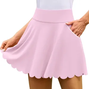 ATTRACO Tennis Skirts for Women with Shorts and Pockets Scalloped Athletic Golf Skorts