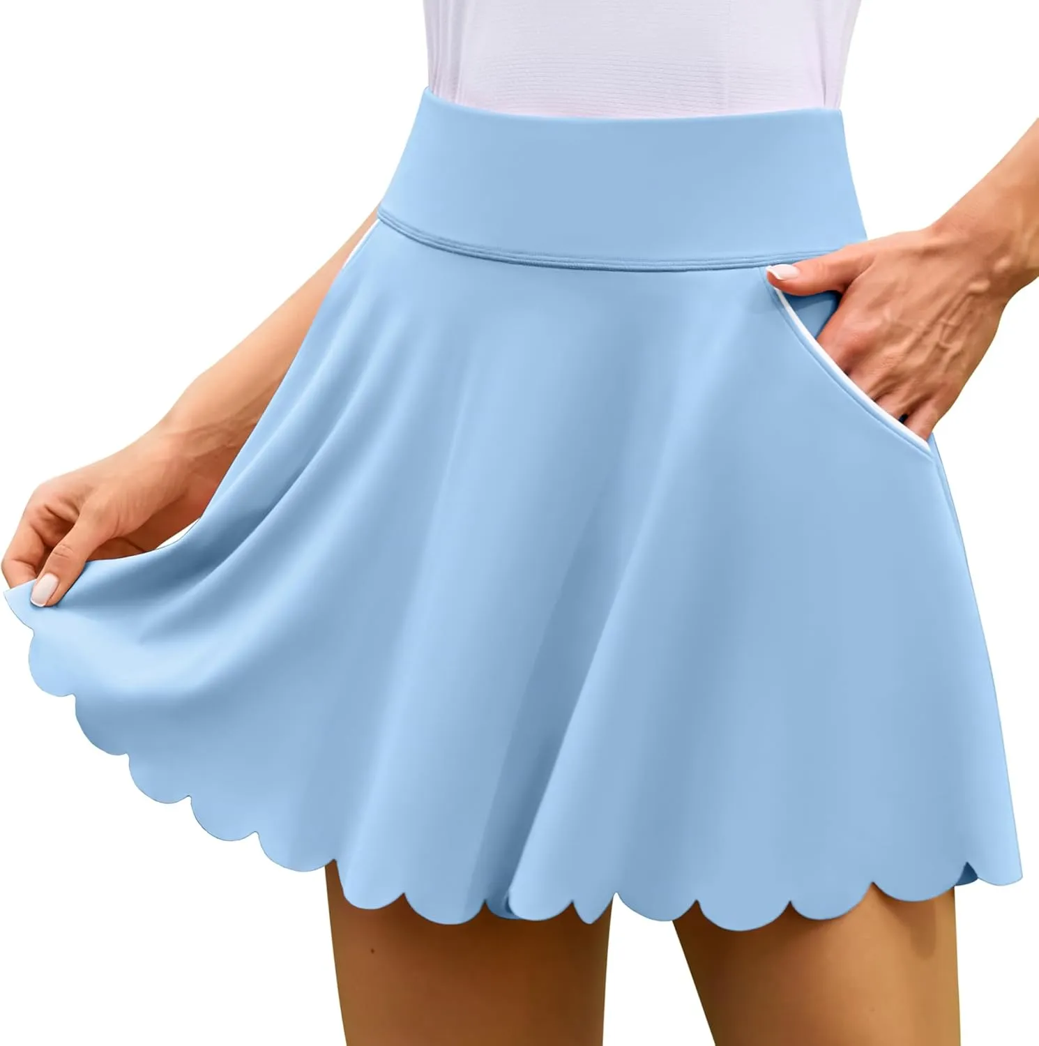 ATTRACO Tennis Skirts for Women with Shorts and Pockets Scalloped Athletic Golf Skorts