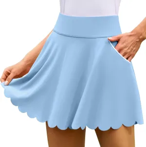 ATTRACO Tennis Skirts for Women with Shorts and Pockets Scalloped Athletic Golf Skorts