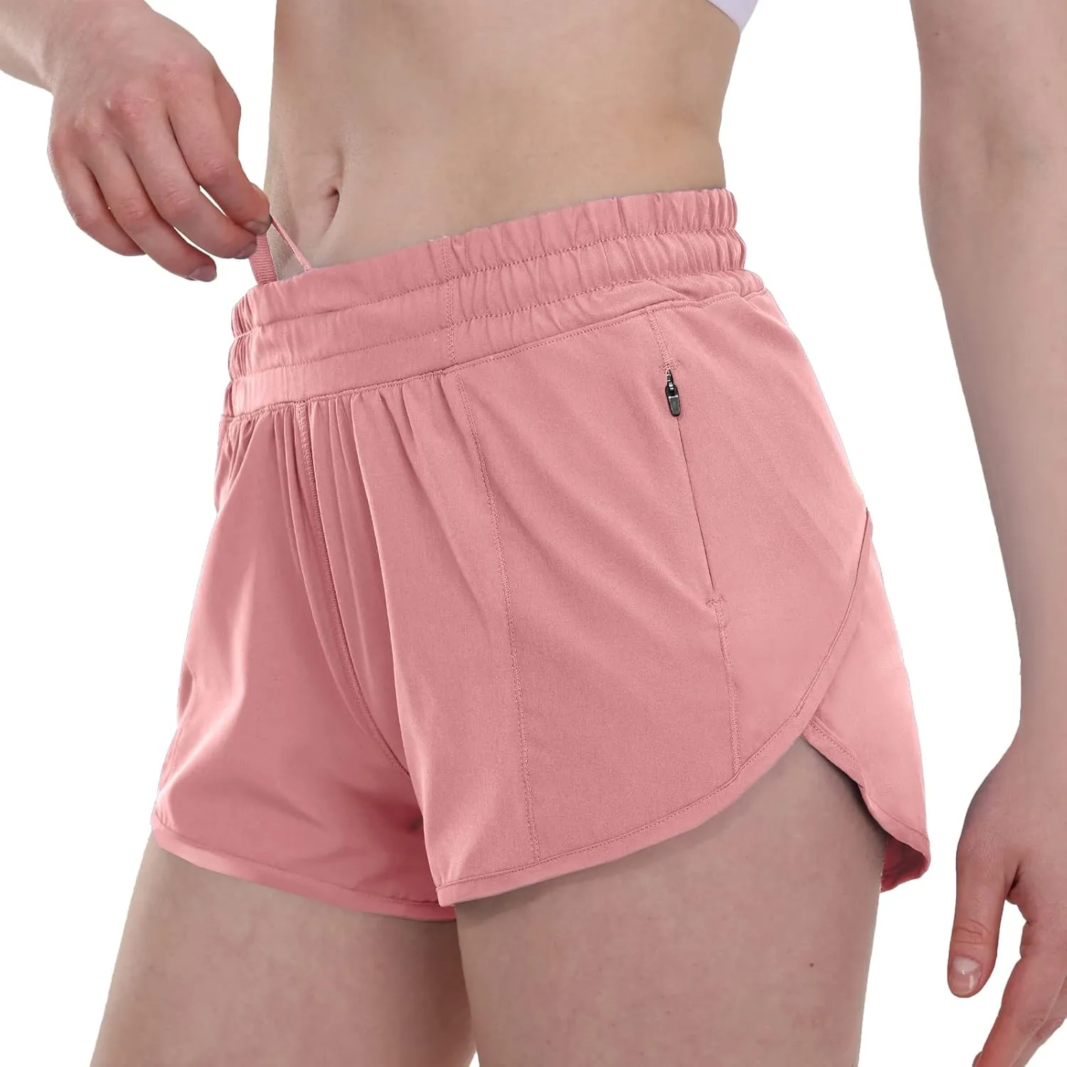 Aurefin Running Shorts for WomenLightweight Athletic Shorts with Mesh Liner and Zip Pocket Quick Dry Workout Sports Shorts