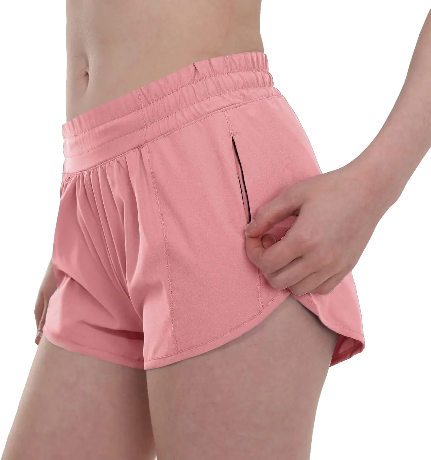 Aurefin Running Shorts for WomenLightweight Athletic Shorts with Mesh Liner and Zip Pocket Quick Dry Workout Sports Shorts