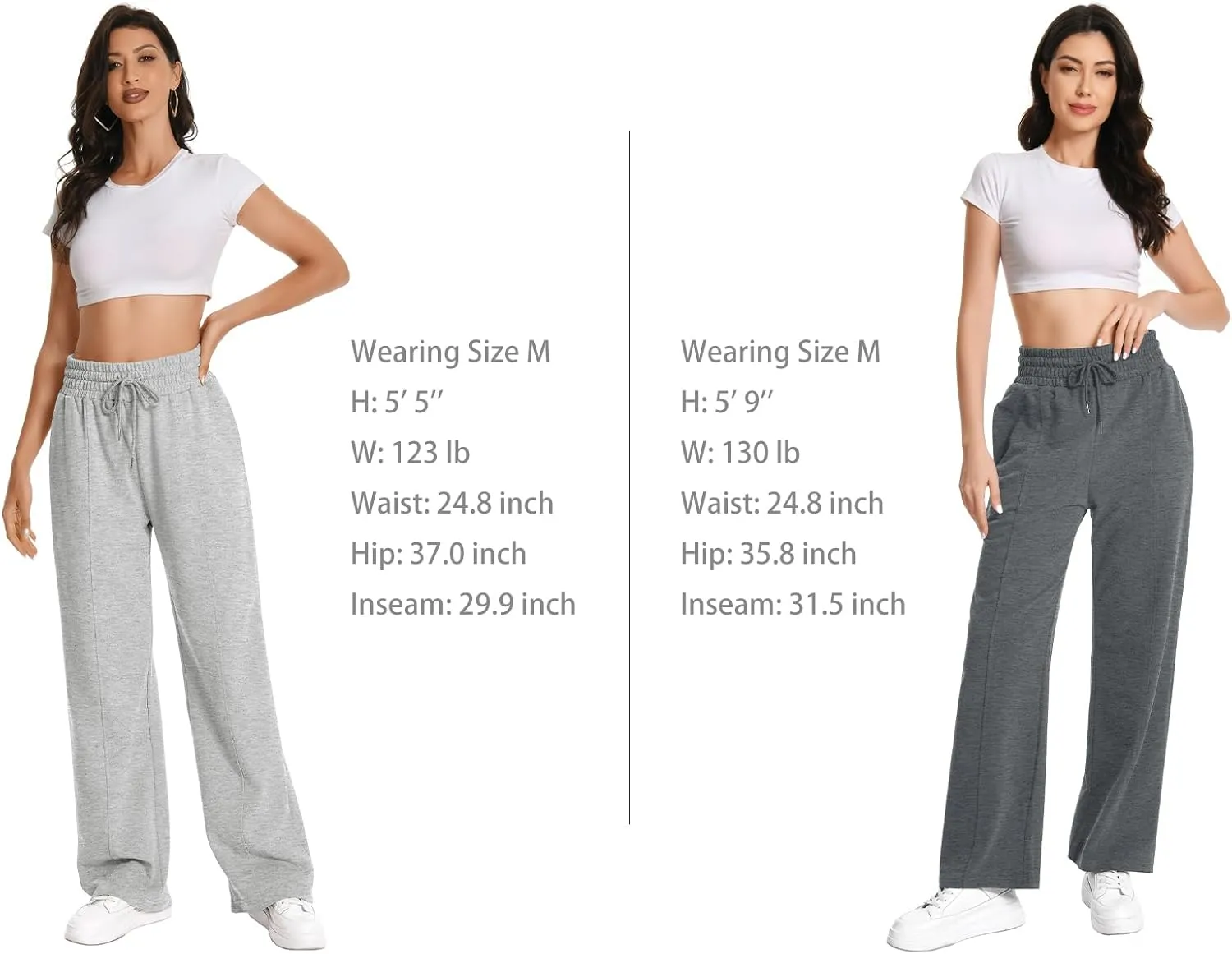Auriviz Womens High Waisted Drawstring Sweatpants Straight Leg Pants Side Hidden Pockets Sweat Pants 30 Inseam