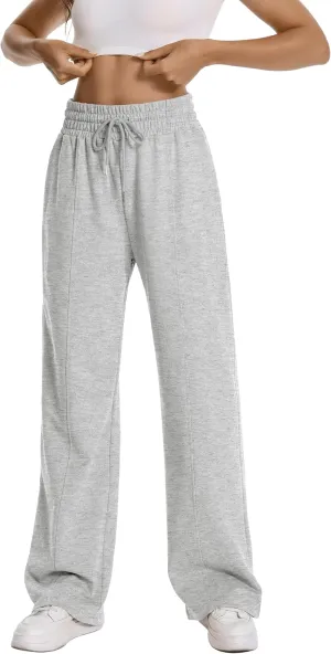 Auriviz Womens High Waisted Drawstring Sweatpants Straight Leg Pants Side Hidden Pockets Sweat Pants 30 Inseam