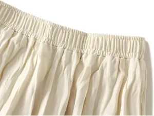 Autumn Winter Midi Long Pleated Skirt Women High Waist Skirt Female All-Match Skirt