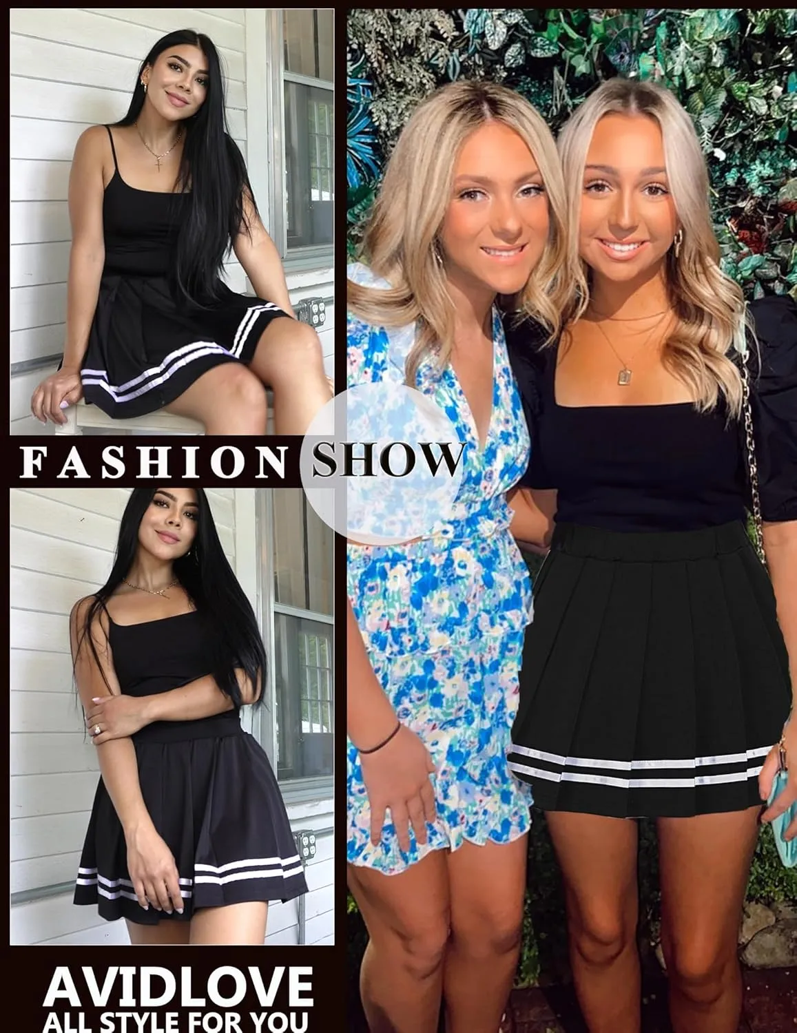 Avidlove Womens Pleated Skirt School Uniform Skirt Mini Skirt Pleated Cheer Skirt