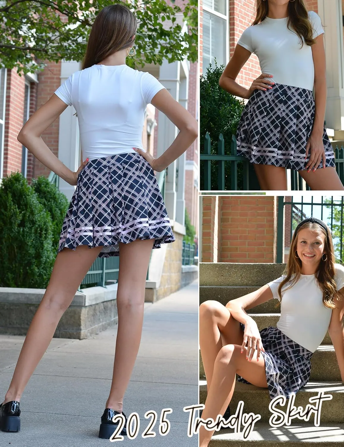 Avidlove Womens Pleated Skirt School Uniform Skirt Mini Skirt Pleated Cheer Skirt