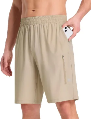 baleaf Men's Athletic Running Shorts 9" Quick Dry Workout Shorts Lightweight Sports Gym Shorts with Zipper Pockets