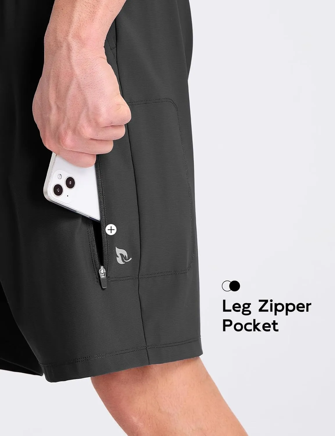 baleaf Men's Athletic Running Shorts 9" Quick Dry Workout Shorts Lightweight Sports Gym Shorts with Zipper Pockets