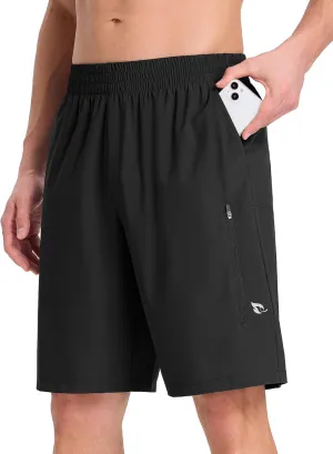 baleaf Men's Athletic Running Shorts 9" Quick Dry Workout Shorts Lightweight Sports Gym Shorts with Zipper Pockets