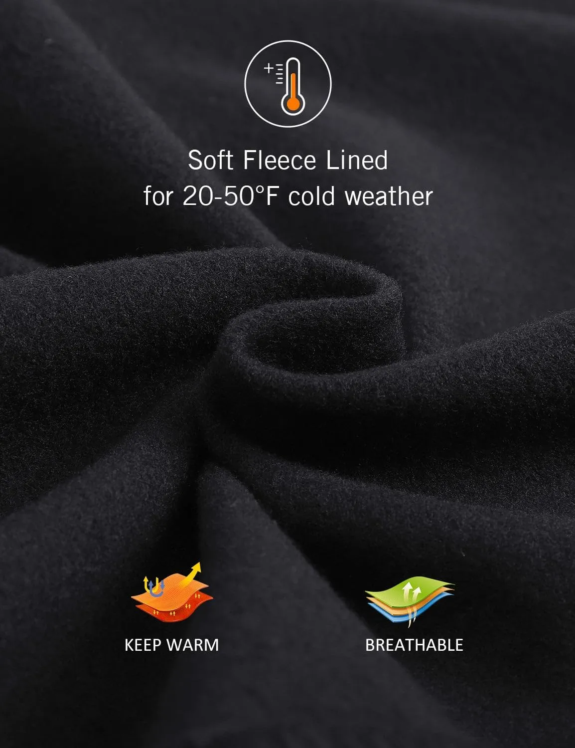 baleaf Men's Fleece Lined Water Resistant Pants Winter Thermal Sweatpants with Zipper Pockets Warm Open Bottom