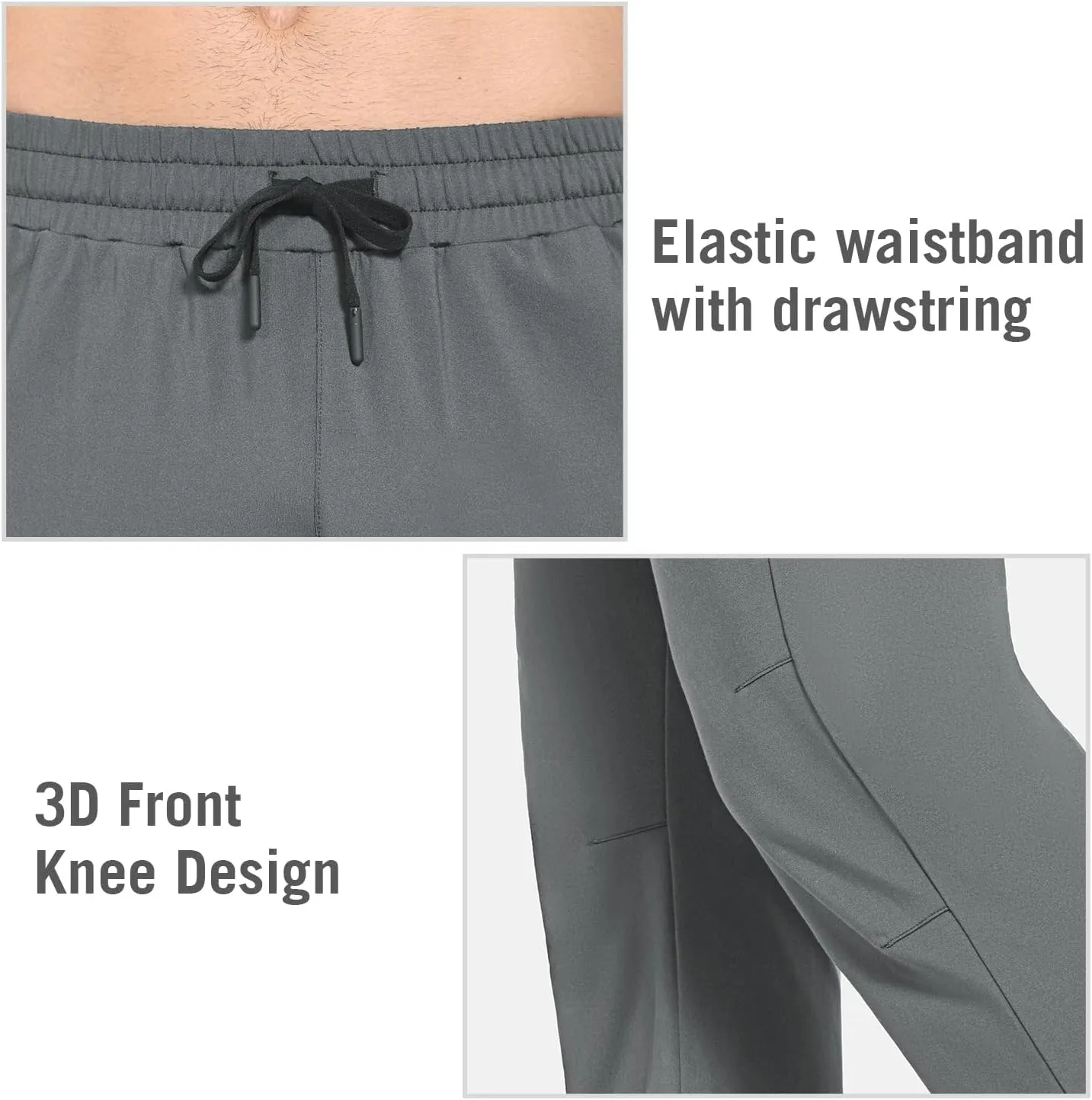 baleaf Men's Fleece Lined Water Resistant Pants Winter Thermal Sweatpants with Zipper Pockets Warm Open Bottom