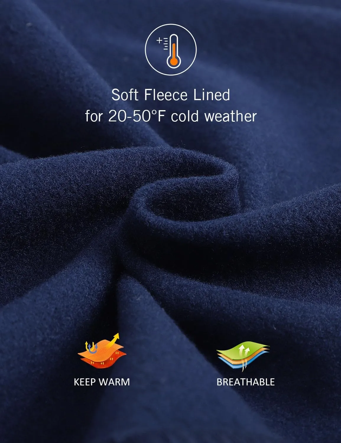 baleaf Men's Fleece Lined Water Resistant Pants Winter Thermal Sweatpants with Zipper Pockets Warm Open Bottom