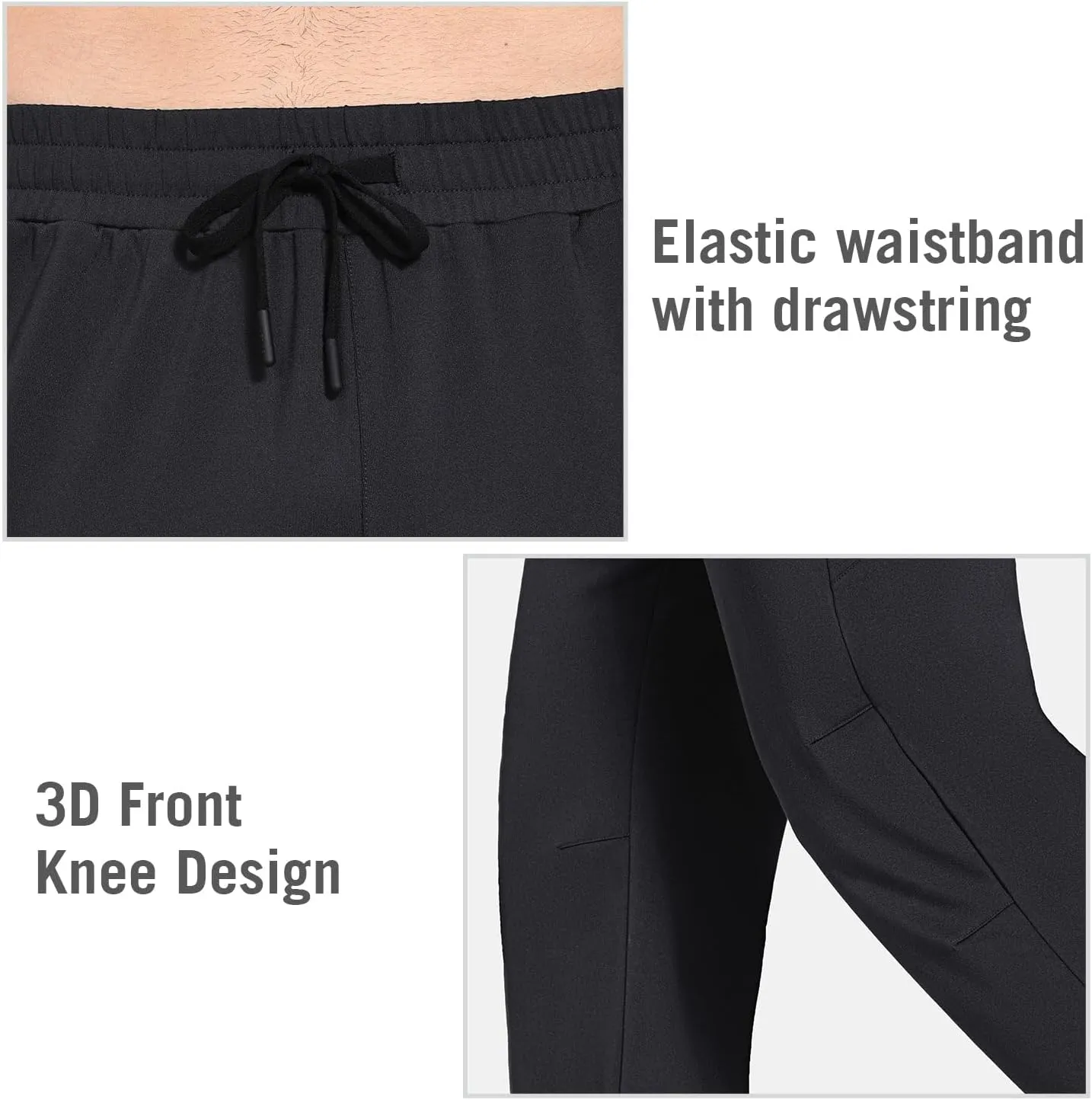 baleaf Men's Fleece Lined Water Resistant Pants Winter Thermal Sweatpants with Zipper Pockets Warm Open Bottom
