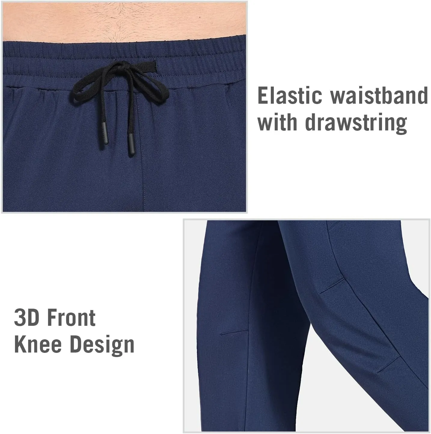 baleaf Men's Fleece Lined Water Resistant Pants Winter Thermal Sweatpants with Zipper Pockets Warm Open Bottom