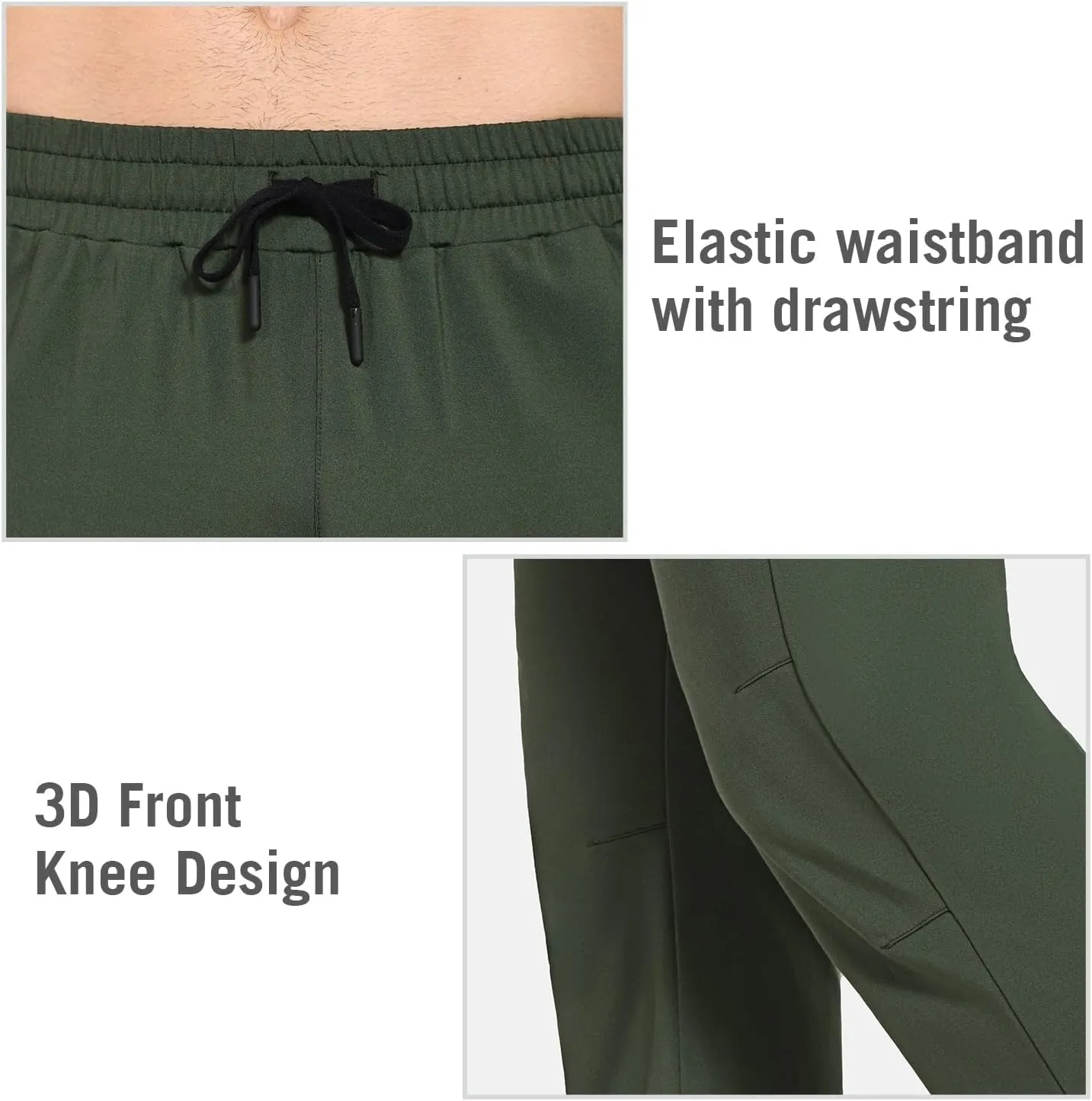 baleaf Men's Fleece Lined Water Resistant Pants Winter Thermal Sweatpants with Zipper Pockets Warm Open Bottom