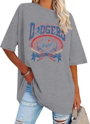 Baseball Shirts for Women Oversized Game Day Baseball Fan Shirt Baseball Mama Casual Short Sleeve Shirt