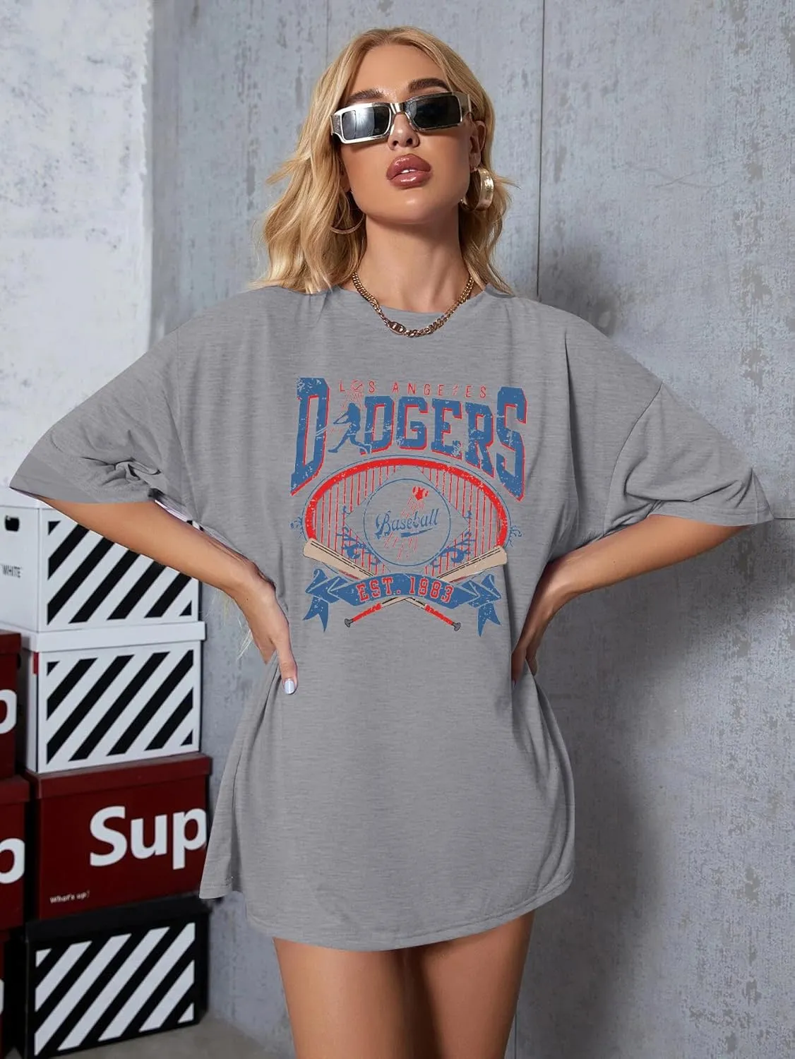 Baseball Shirts for Women Oversized Game Day Baseball Fan Shirt Baseball Mama Casual Short Sleeve Shirt