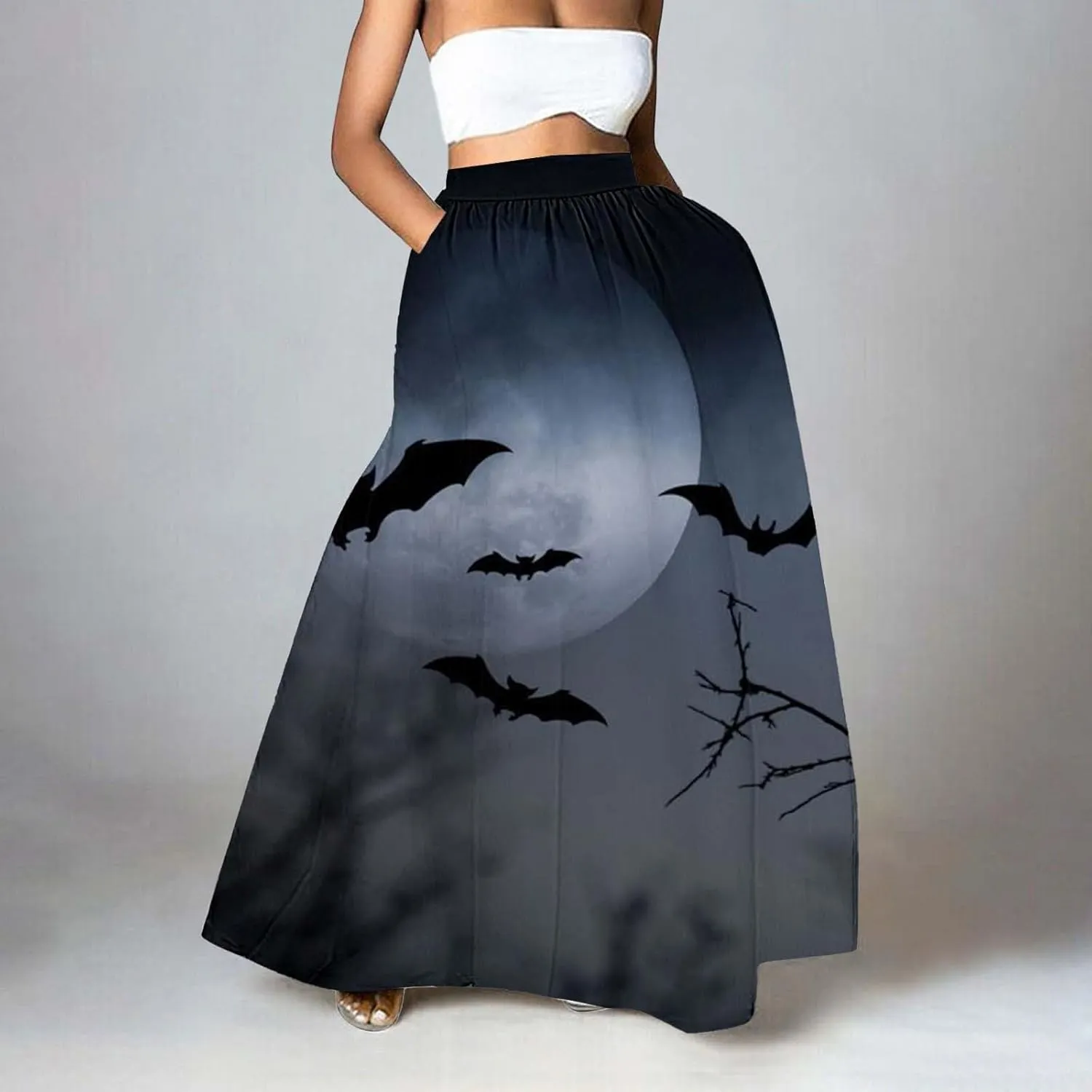 Black Tutu Skirt for Women Waist Party Beach Pocket Long Maxi Skirt Halloween Black Skirt Set Women Tutu Skirt