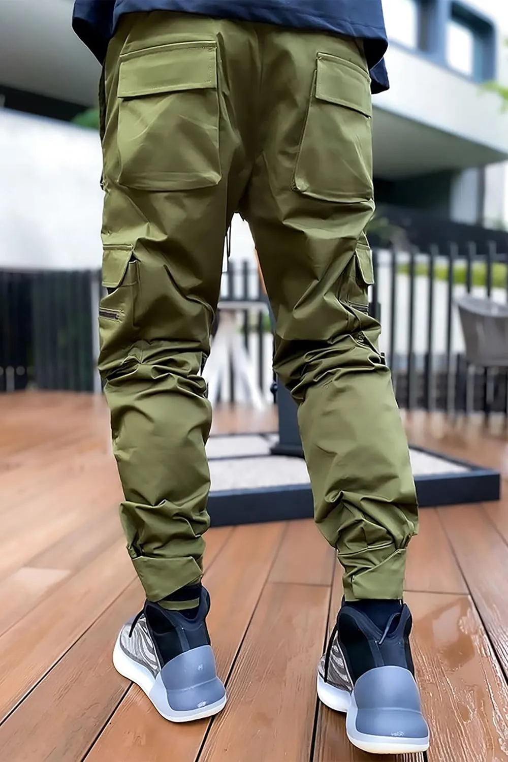 BOOMLEMON Men's Cargo Jogger Pants Reflective Technical Hip Hop Harem Pants Punk Streetwear Tactical Track Pants