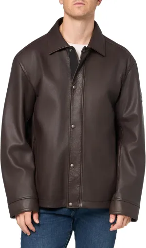 BOSS Men's Soft Leather Shirt Jacket