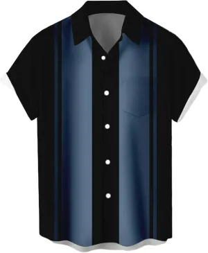 Bowling Shirts for Men Retro Short Sleeve Button Down Shirt Hawaiian Casual Printed Beach Shirt