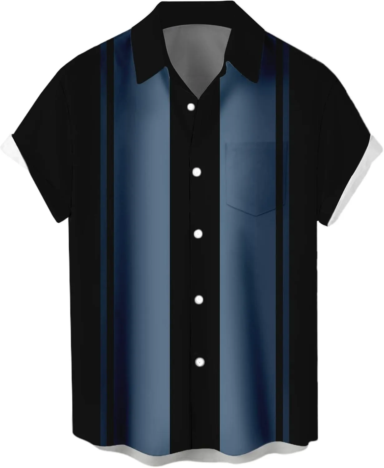 Bowling Shirts for Men Retro Short Sleeve Button Down Shirt Hawaiian Casual Printed Beach Shirt