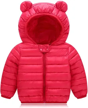 BOXIACEY Toddler Winter Coat Bear Ears Hood Down Jacket Hooded Puffer Jacket Padded Down Coats Windproof Snow Outerwear