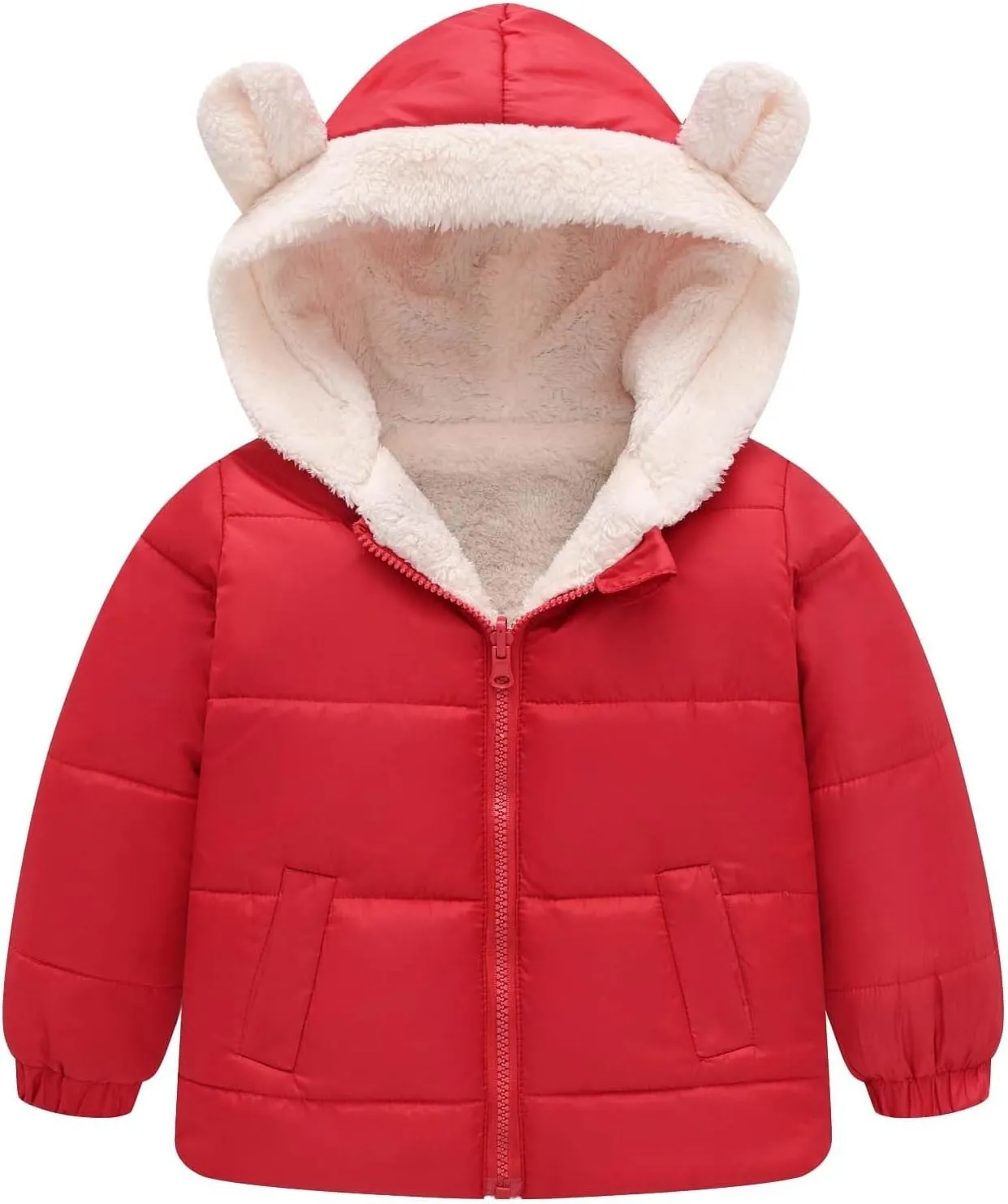 Boys Girls Children Solid Color Ears Cute Pocket Short Cotton Padded Children's Coat Fancy Toddler Girl Long down Girls