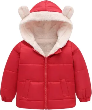 Boys Girls Children Solid Color Ears Cute Pocket Short Cotton Padded Children's Coat Fancy Toddler Girl Long down Girls