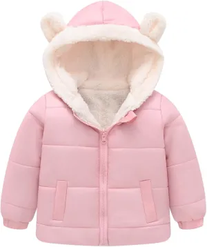 Boys Girls Children Solid Color Ears Cute Pocket Short Cotton Padded Children's Coat Fancy Toddler Girl Long down Girls