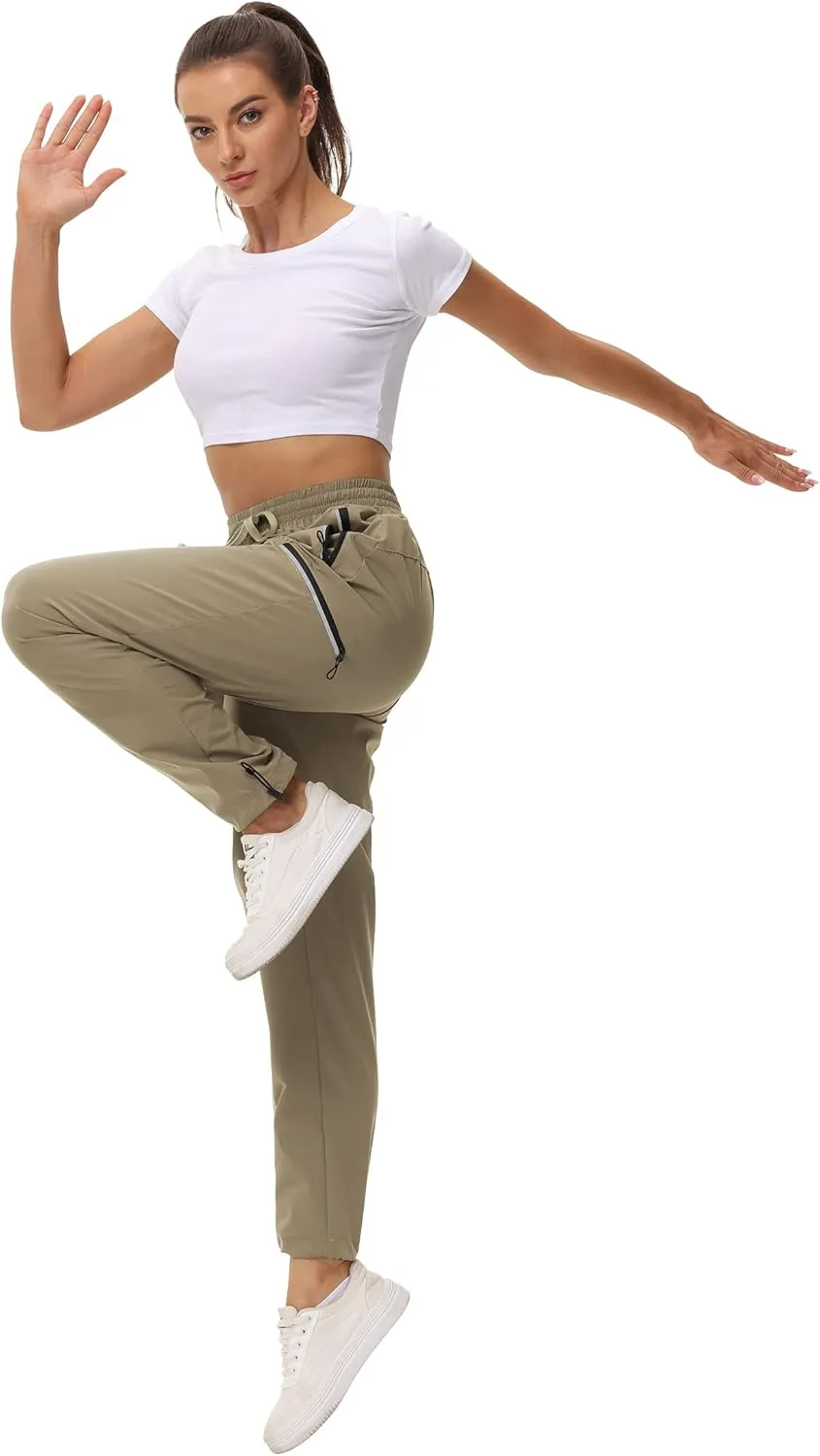 Cakulo Women's Hiking Pants Lightweight Water Resistant Golf Cargo Pants 2025 Summer Travel Trekking Fishing Pants Pockets