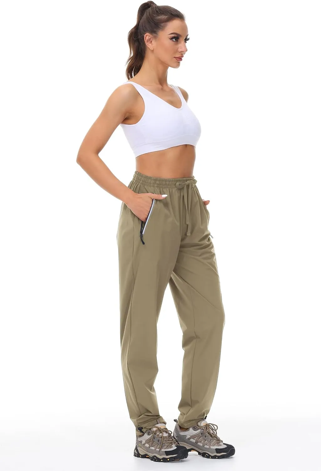 Cakulo Women's Hiking Pants Lightweight Water Resistant Golf Cargo Pants 2025 Summer Travel Trekking Fishing Pants Pockets
