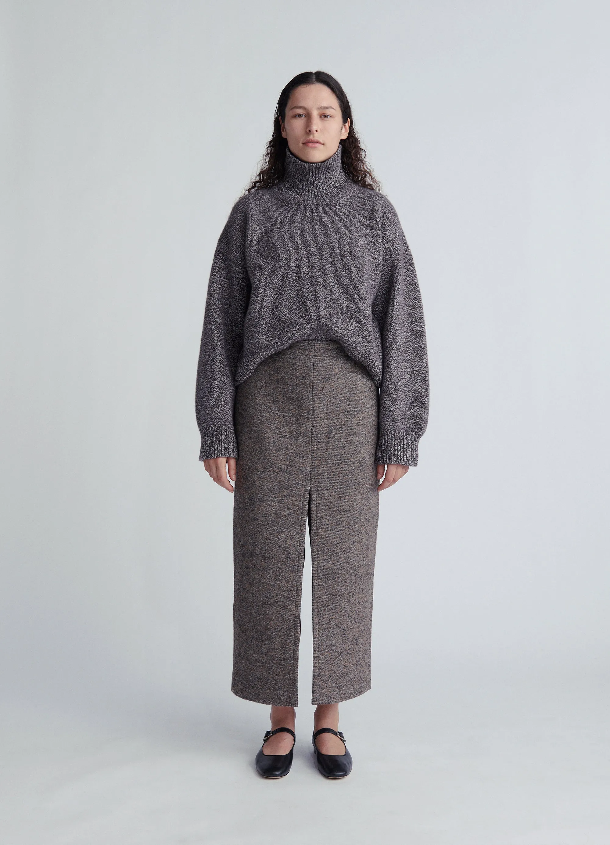 Caragh Crop High Neck in Dark Brown & Ecru